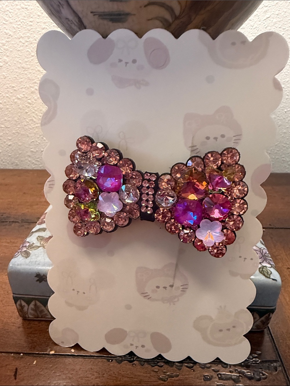Pink bling Sparkling Crystal BLING K9 Bow Hair Clip